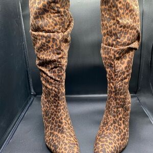 Leopard Print Knee-High Boots